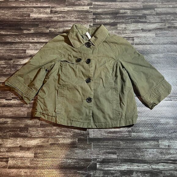 Old Navy Women's Green Twill Button Front Swing Jacket - Picture 1 of 3